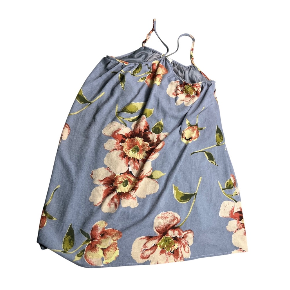 Umgee Dress Womens M Blue Floral Mini Dress Strappy Boho Swing Sleeveless